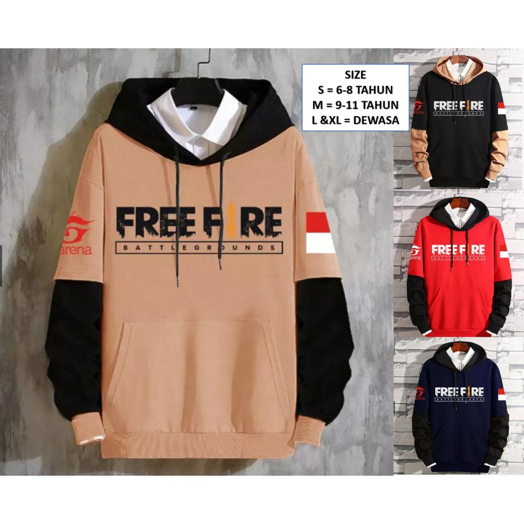 Jaket Sweater Hoodie Anak  Dan  Dewasa | sweater FF | Hoodie Free Fire | Sweater Gaming COD