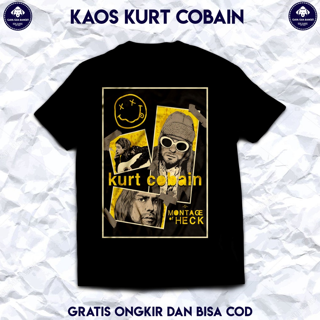 Kaos Kurt Cobain Montage Of Heck. Kaos Baju Musik Rock Nirvana Kurt Cobain Original.