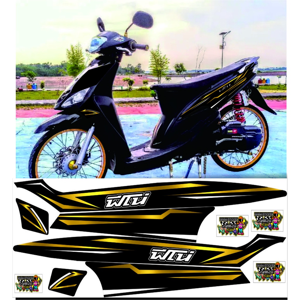 STRIPING STICKER COSTUM MIO SMILE SPORTY GOLD..//
