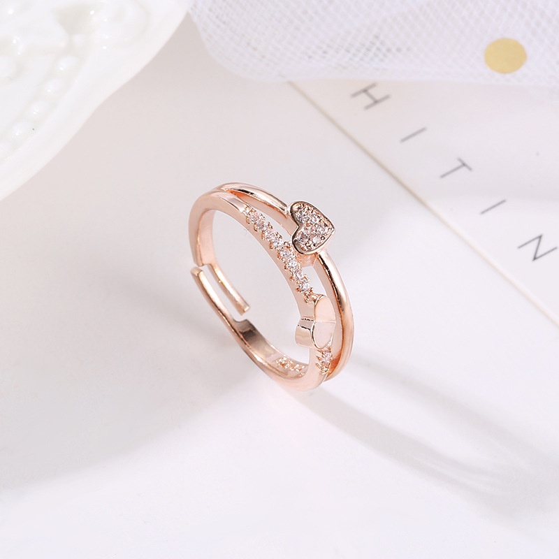 Cincin Model Terbuka adjustable Bentuk Hati Gaya Korea Untuk Wanita