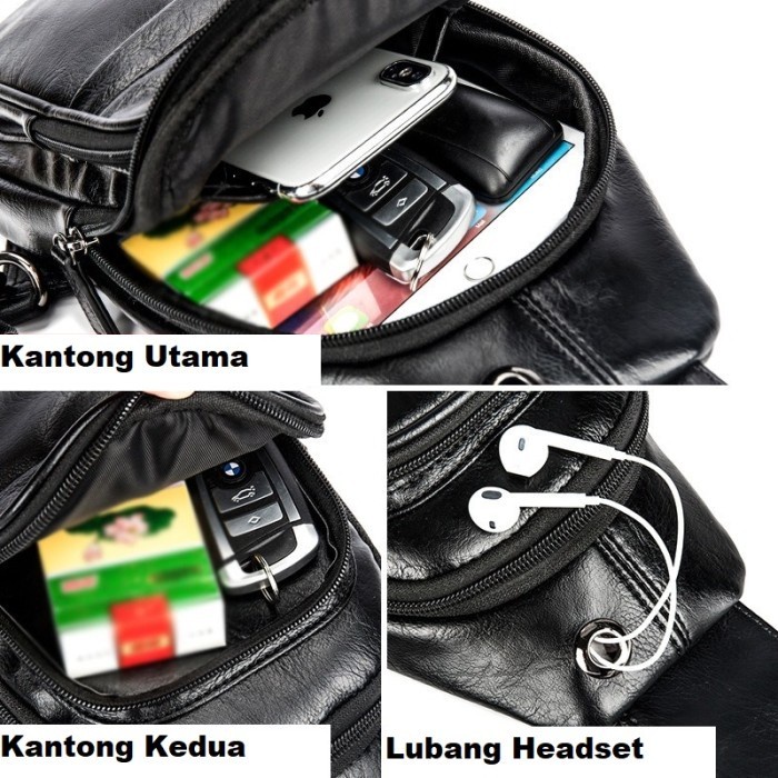 Tas Selempang Pria Kulit Sling Bag Pria Kulit DALLAS Abu