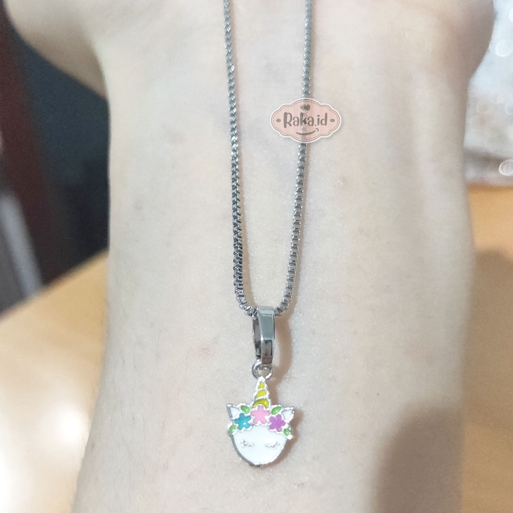 Kalung Anak Rantai Italy Unicorn Bunga Perhiasan Cantik Anak Lapis Emas 18k 774
