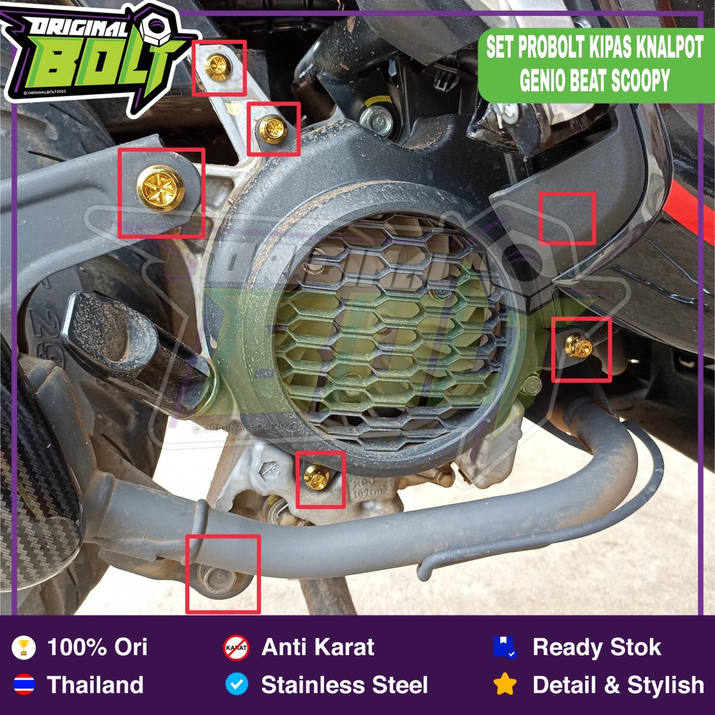 Baut Probolt Set Kipas Knalpot All New Scoopy 2021 Beat 2020 Genio Stainless Heng Thailand