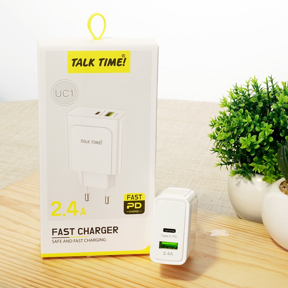 ADAPTOR CHAREGER KEPALA CHARGER USB TYPE-C 1 POWER DELIVERY HEAD TC TALKTIME UC1