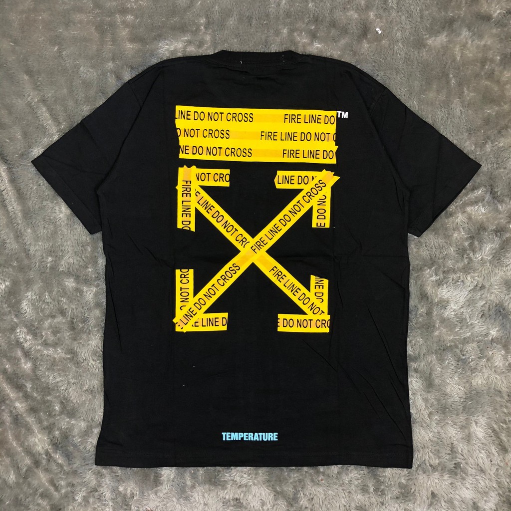 KAOS T SHIRT TEE OFF WHITE FIRETAPE BLACK PREMIUM LIKE ORIGINAL