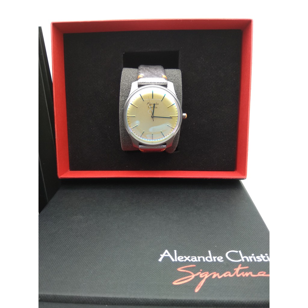 Jam Tangan Alexandre Christie AC 8532 Dark Grey With Grey Leathe Original