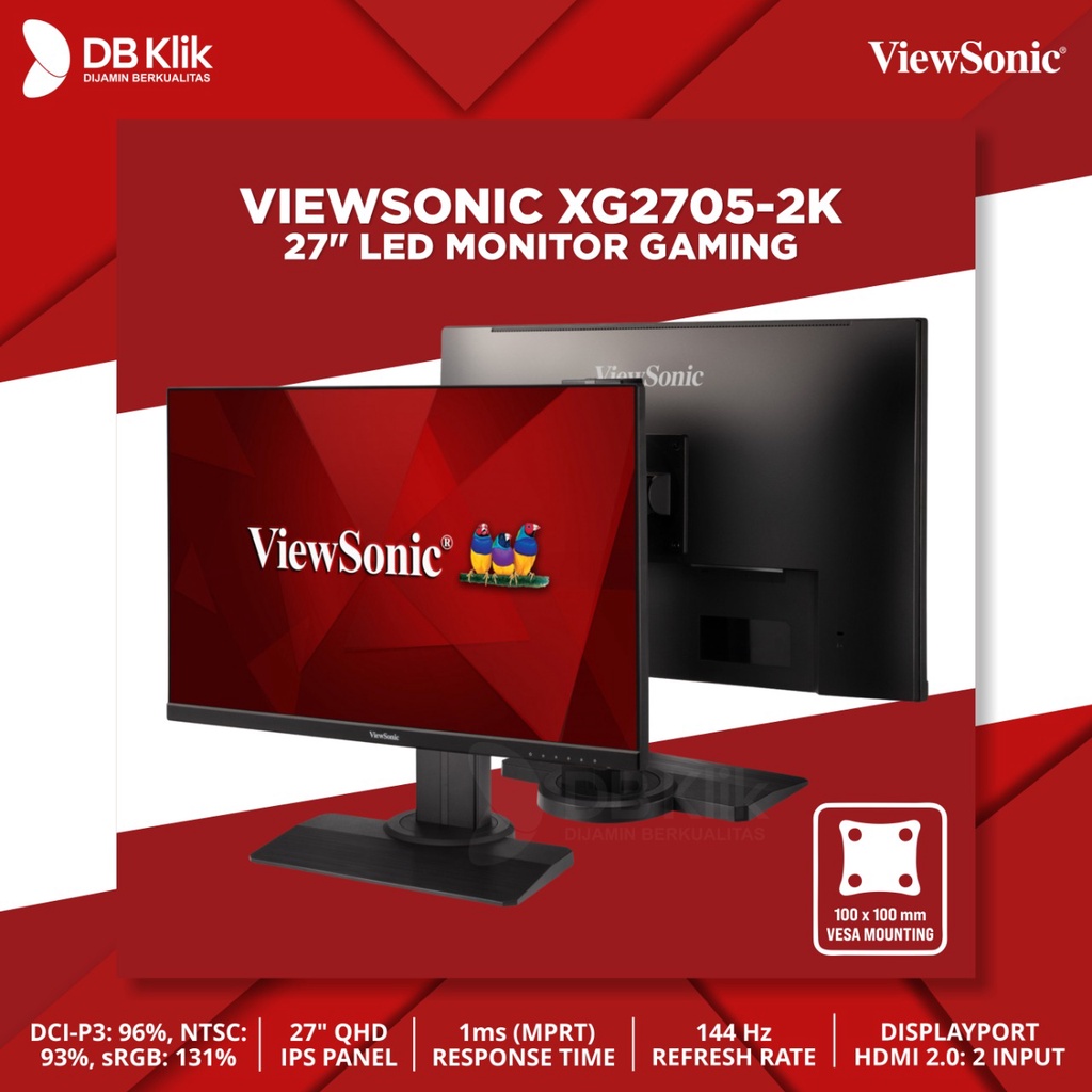 LED Monitor Gaming VIEWSONIC XG2705-2K 27" 144Hz QHD HDMI DP - XG 2705