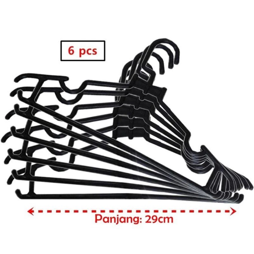 gantungan baju anak hitam hanger pakaian dalam - isi 6 pcs