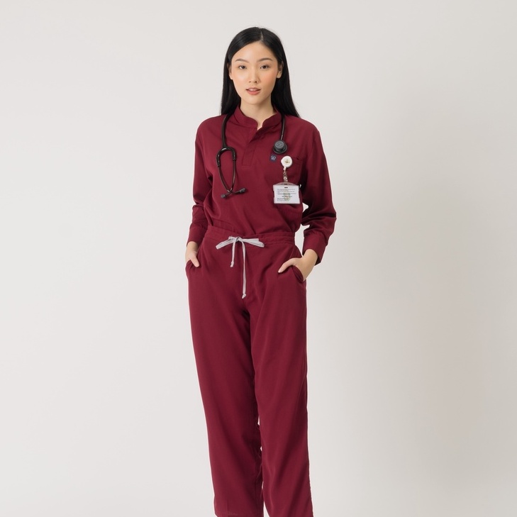 Baju Jaga MANDARIN LS - GREY Scrubs Theatre Blues First Line Lengan Panjang