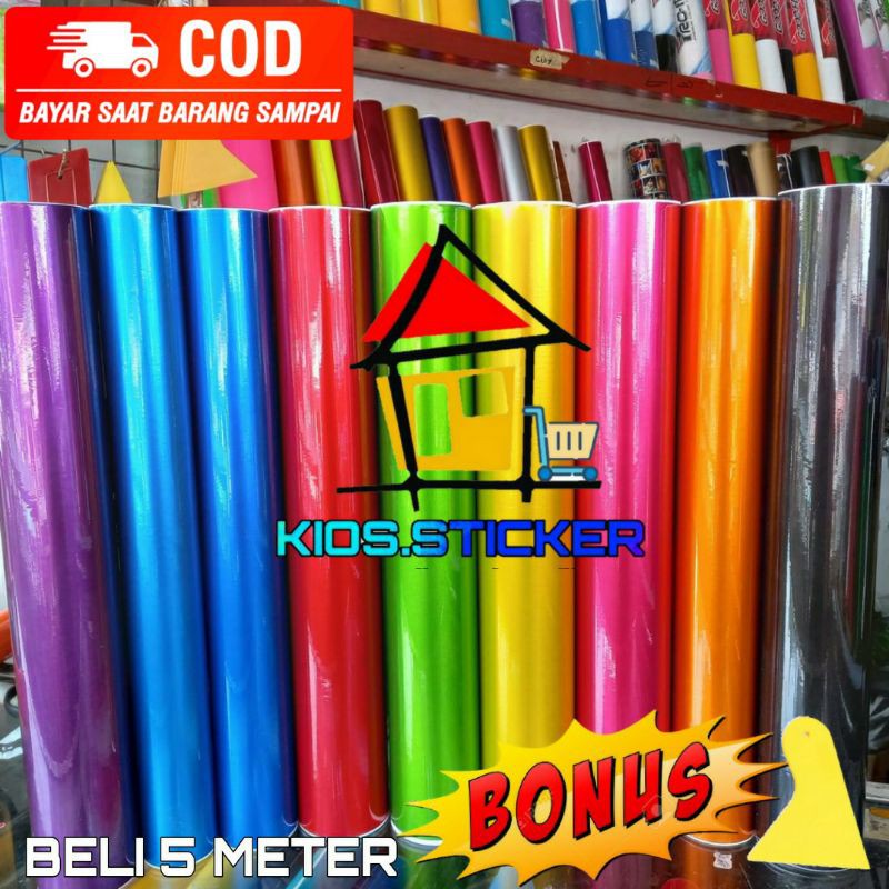 Stiker Skotlet Metalik Candy Semua Warna Merah Biru Ungu Pink Hijau
