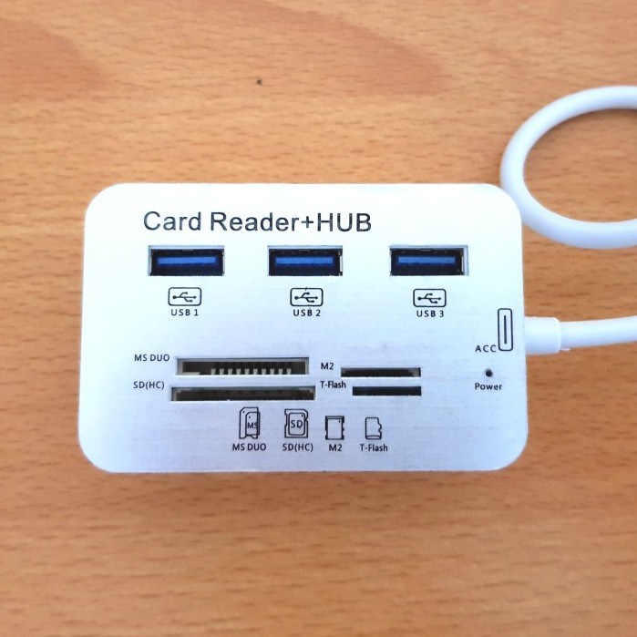 USB HUB 3.0 3 PORT DAN CARD READER 4 SLOT COMBO ALUMINIUM HIGH QUALITY