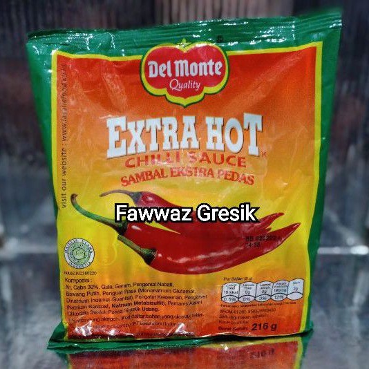

DELMONTE SAUS SAMBAL EXTRA HOT SACHET 24 Pcs X 9 GRAM (216gr)