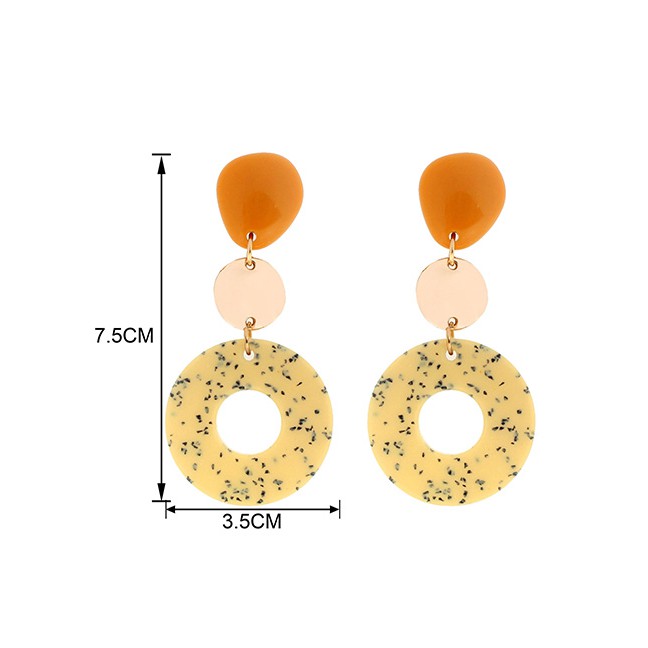 LRC Anting Tusuk Fashion Acrylic Circle Alloy Stud Earrings F55026