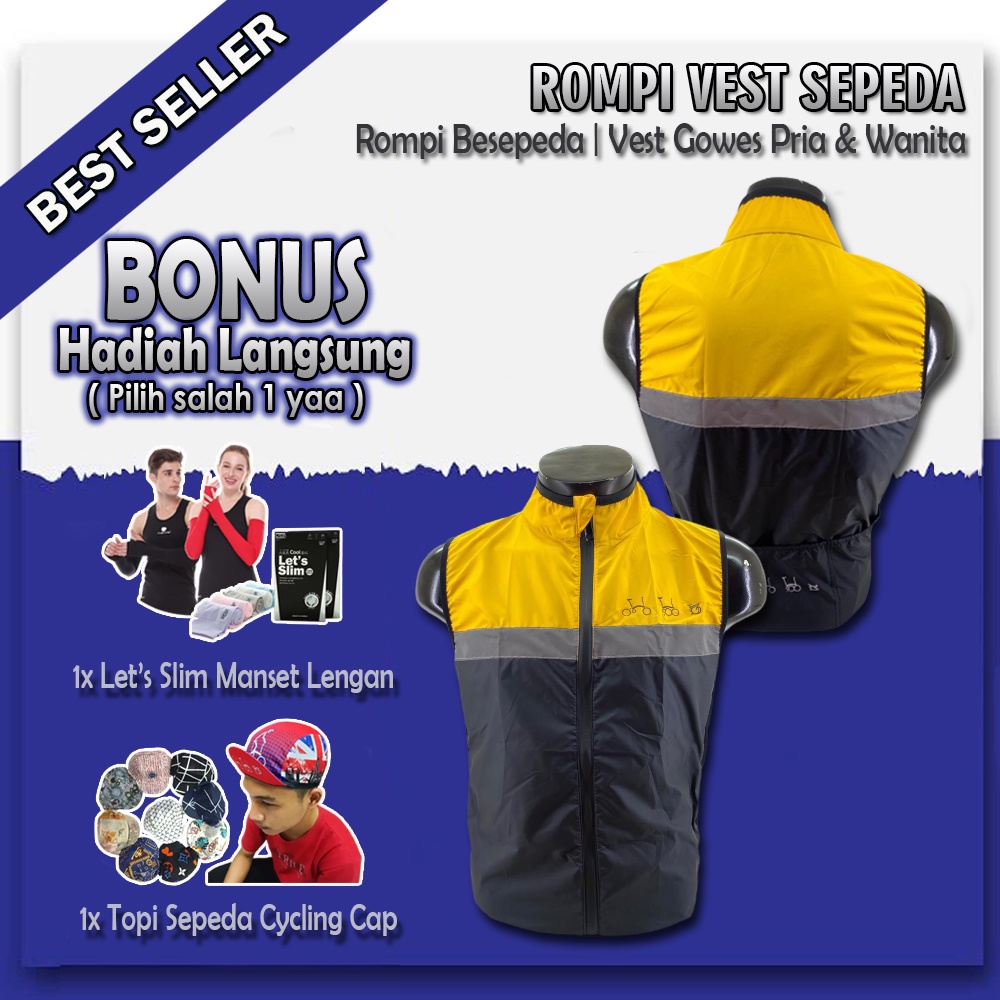 Rompi Gowes Bersepeda Pria Wanita Vest Windbreaker Olahraga Unisex