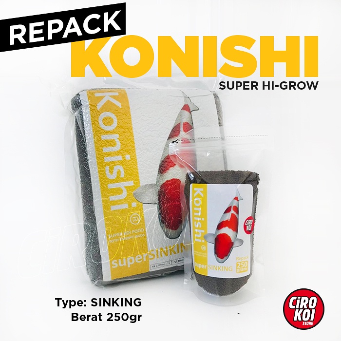 [ REPACK 250Gr ] KONISHI SUPER HI GROWTH IMPORT SINKING 250gr Konishi sinking IKAN KOKI DAN KOI PAKAN TENGGELAM