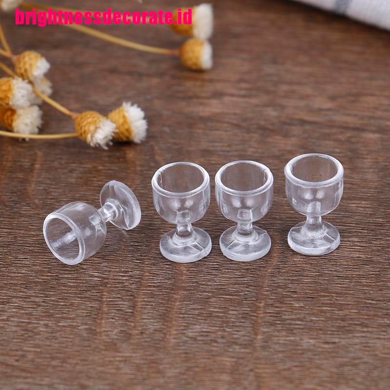 Brightid 4pcs Miniatur Gelas Goblet Wine Aksesoris Dapur Rumah Boneka 1: 12