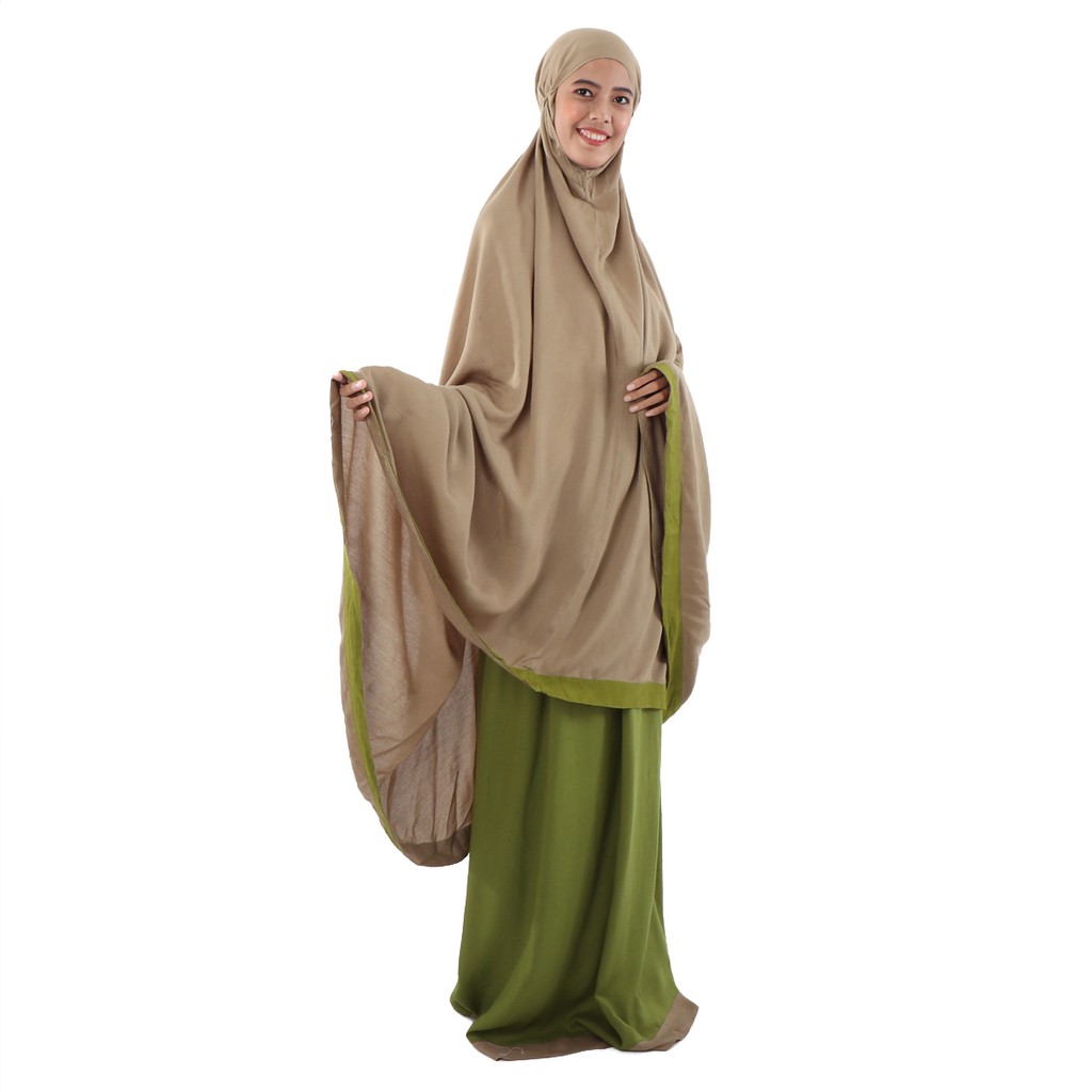Mukena Tazbiya Mixed Plain Green Khaki / Mukena Tazbiya/ Mukena Tazkia / Mukena Polos / Mukena Jumbo