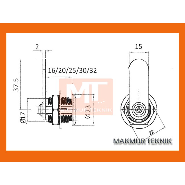 Cam Lock - Kunci Laci - Kunci Lemari HUBEN HL-103-32mm