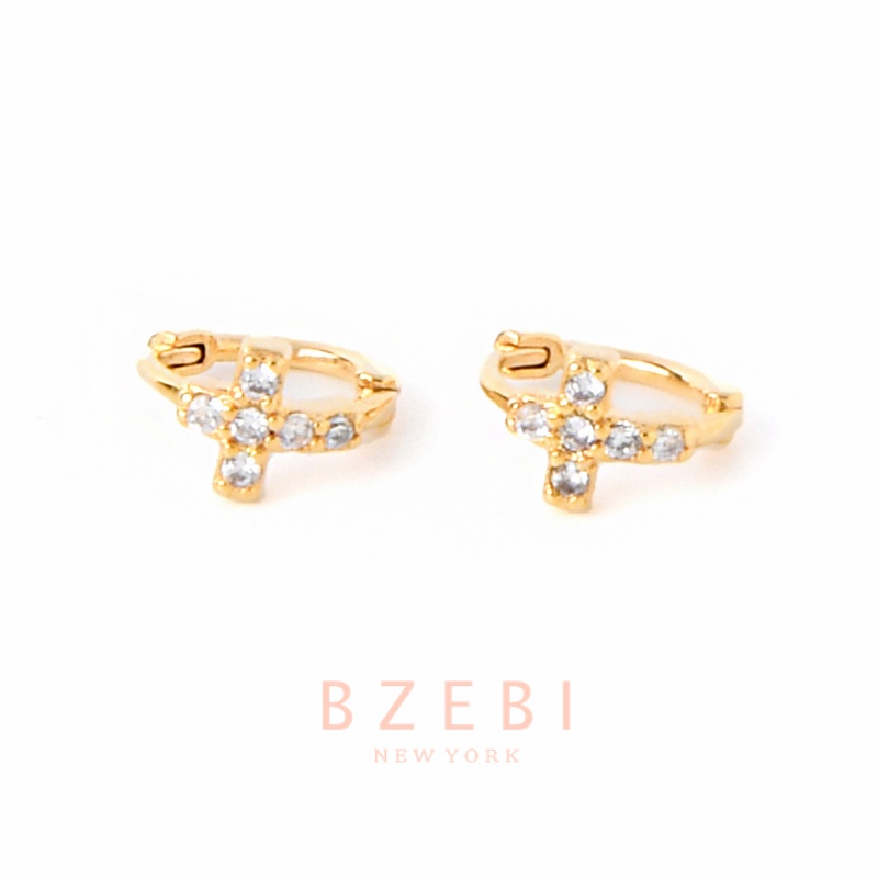 Bzebi Anting Bulat Mini Warna Gold 916 Hias Berlian Imitasi Gaya Korea Untuk Wanita 474e