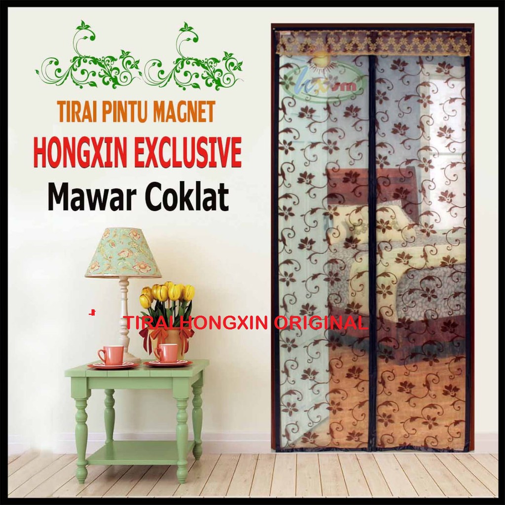 Tirai Magnet Hongxin Mawar Coklat 90x210CM