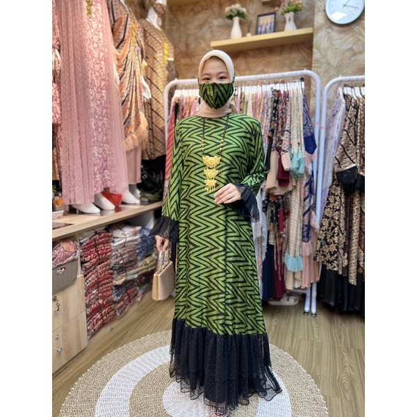 GAMIS BATIK KOMBINASI TILE DOT GIES 1187