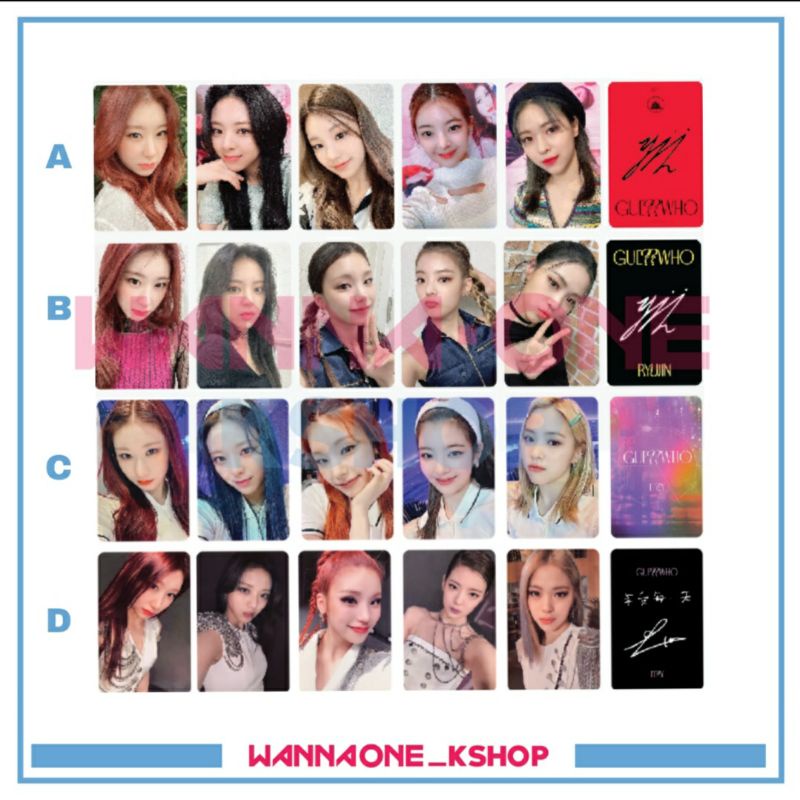 photocard itzy guess who ryunjin yuna yeji lia chaeryong