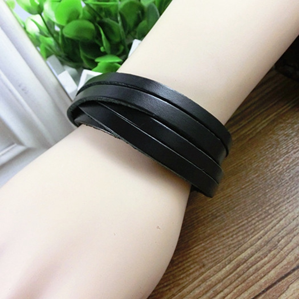 Hu Hu Hu Hu Hu Alat Bantu Pasang Kacamata♡ Gelang Multilayer Bahan Kulit Imitasi Gaya Punk