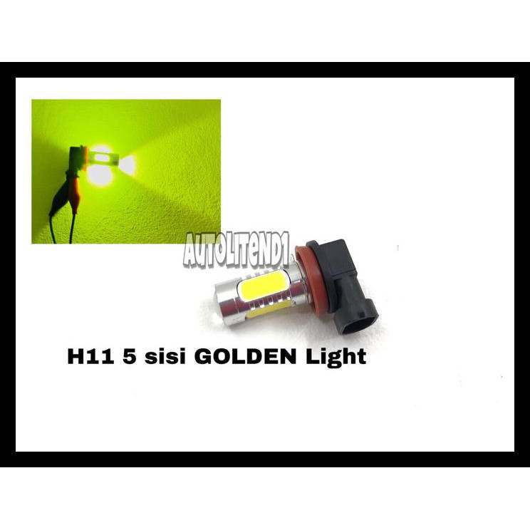 TERMURAH LAMPU LED MOBIL H11 FOGLAMP 5 SISI KUNING GOLD 