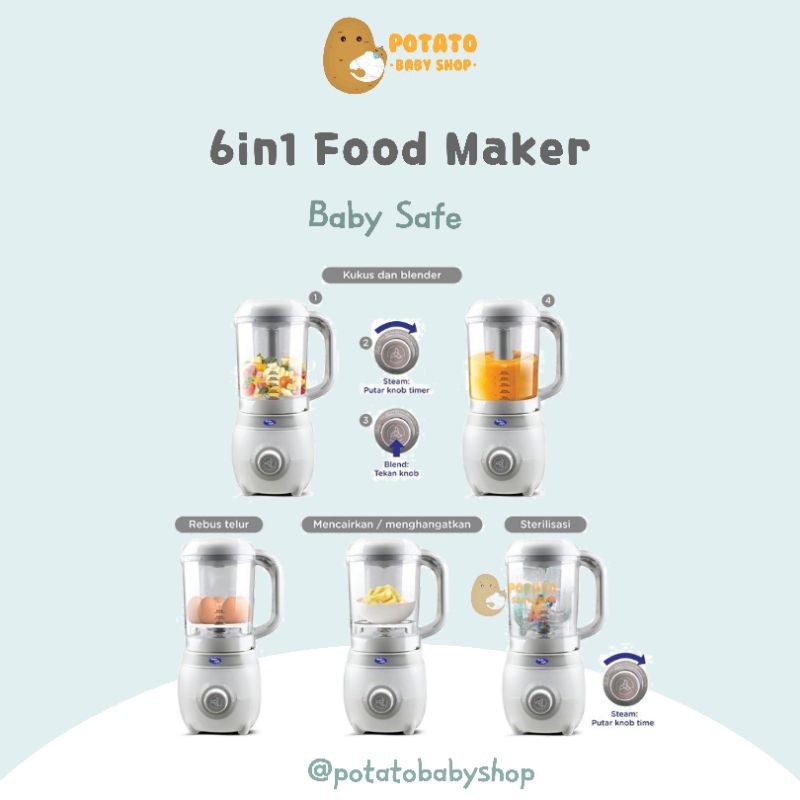 Babysafe 6in1 Food Maker - Kukus &amp; Blender