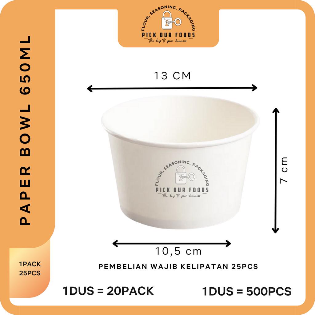 Paper Bowl 360ml / 500 / 650 / 800 / Rice Bowl 800ml / 650 / 500 / 360 / Mangkok Kertas TANPA TUTUP ISI 25 PCS