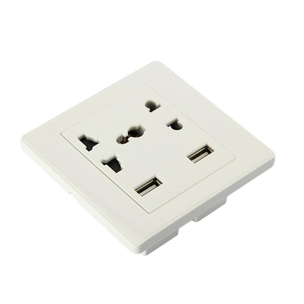 Kontak Universal UK EU US &amp; 2 USB Port  /  Saklar Dinding Tempel Rumah Broco Modern / Stop Kontak Usb Charger 2 Lubang Wall Socket Universal /Saklar Colokan Listrik Mengisi Daya Baterai Alat Elektronik Lainnya / Stop Kontak USB Charger Murah Original