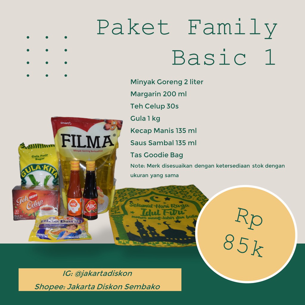 

PAKET SEMBAKO KELUARGA HEMAT MURAH - FAMILY BASIC 1