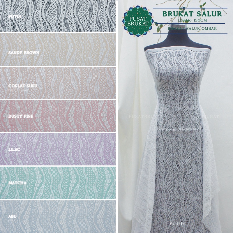 KAIN BROKAT MALIKA KAMALA  / BRUKAT SALUR OMBAK 22771 LEBAR 150CM [Harga per 0.5m]