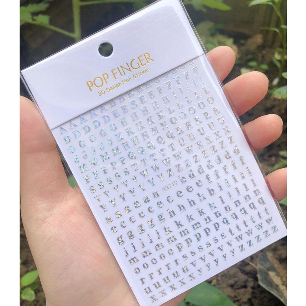 Stiker Kuku 3D Motif Huruf Alfabet Inggris