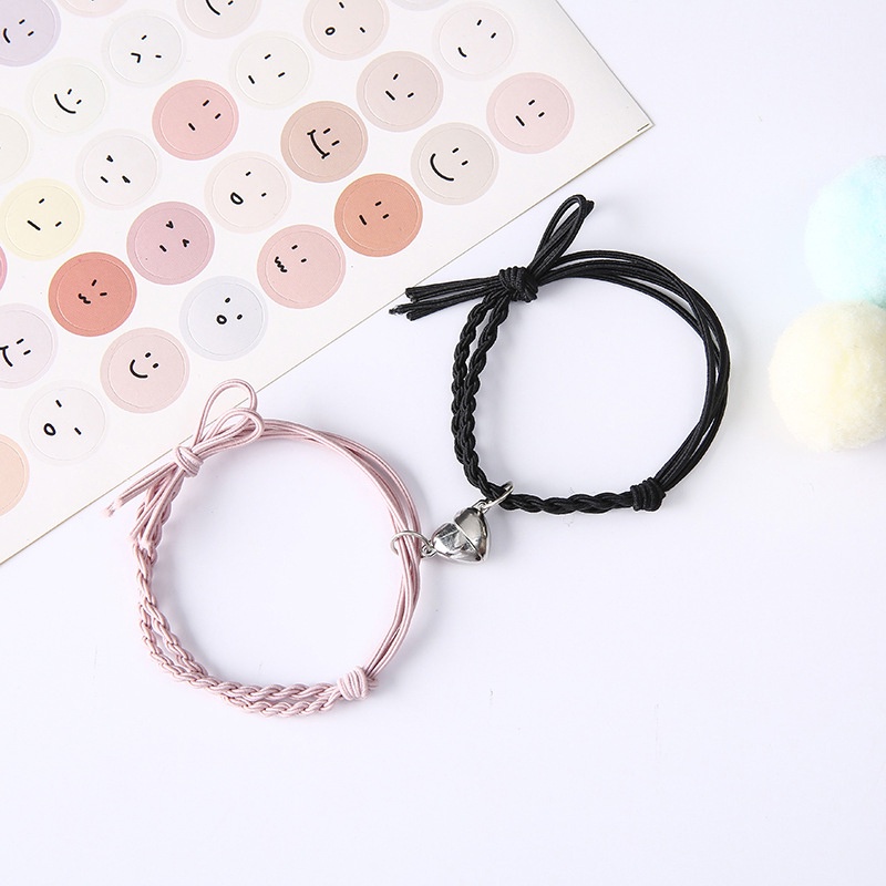 Korea Hadiah Persahabatan Gelang Pasangan Magnetik Sepotong Ganda Berbentuk Hati
