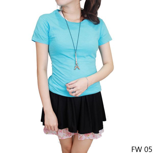 Kaos Polos Basic Wanita Lengan Pendek - Motif Slub Oneck / 100% Cotton Combed - FW (COMB)