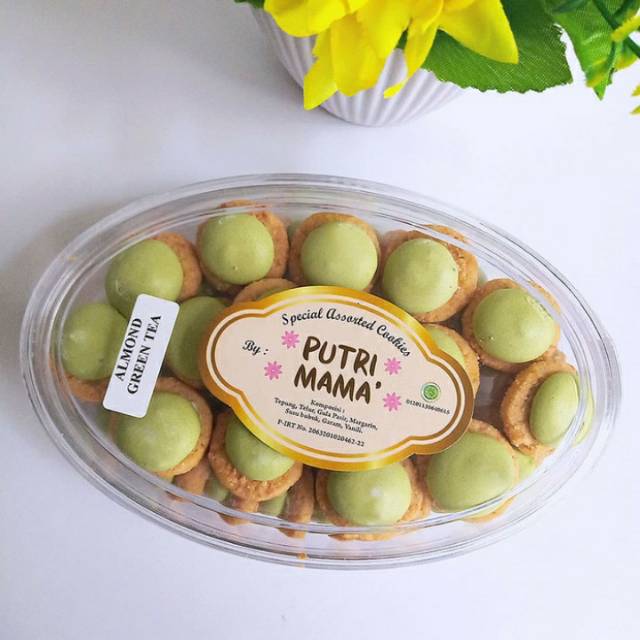 

Almond Green Tea Ball Cookies Special Putri Mama - Renyah & Enak