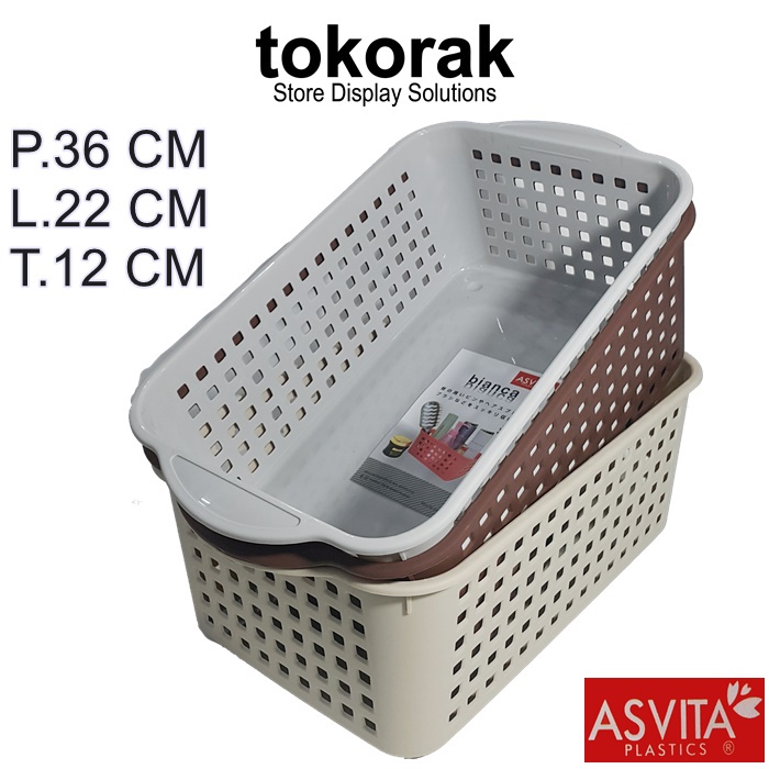 KERANJANG BIANCA BK-184 ASVITA STORAGE BASKET KERANJANG PLASTIK SEGI