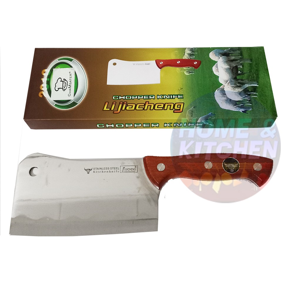 Cookmaster Golok Stainless Gagang Kayu Pisau Dapur Pemotong Chop Kitchen Knife