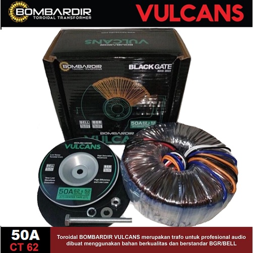 TRAFO VULCAN 50A CT 62V / 52V BOMBARDIR TRAVO VULCANS TOROID TORODIAL 50 A DONUT EXTRA CT 15V 1A