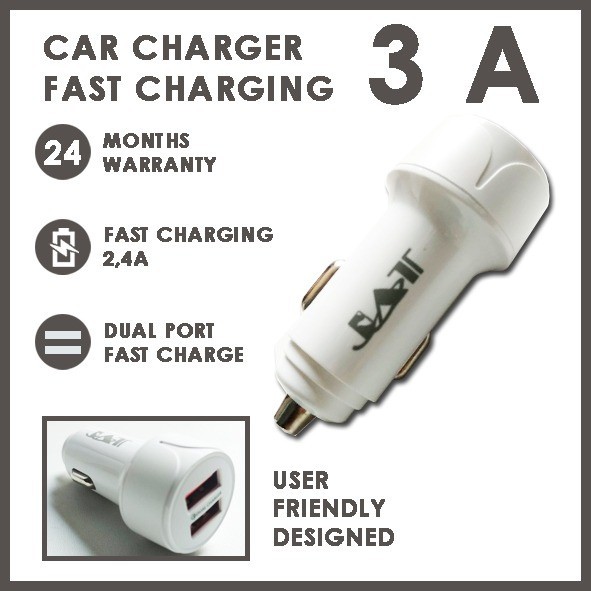 Carger Mobil JAT Fast Carging Dual USB 2.4 A / Adaptor Tc Mobil