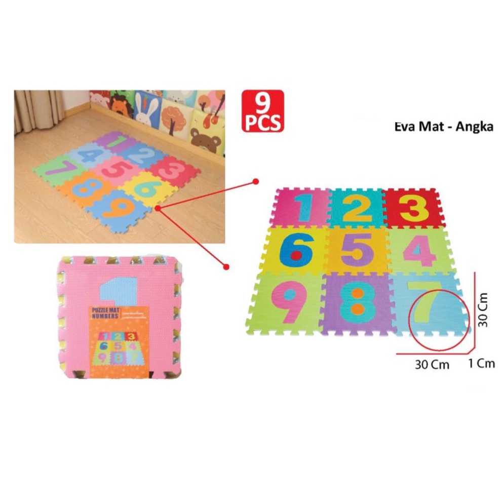 Mainan Anak Puzzle Mat Eva mat 30x30 Alas Lantai Puzzle Lantai Puzzle Tebal Isi 9