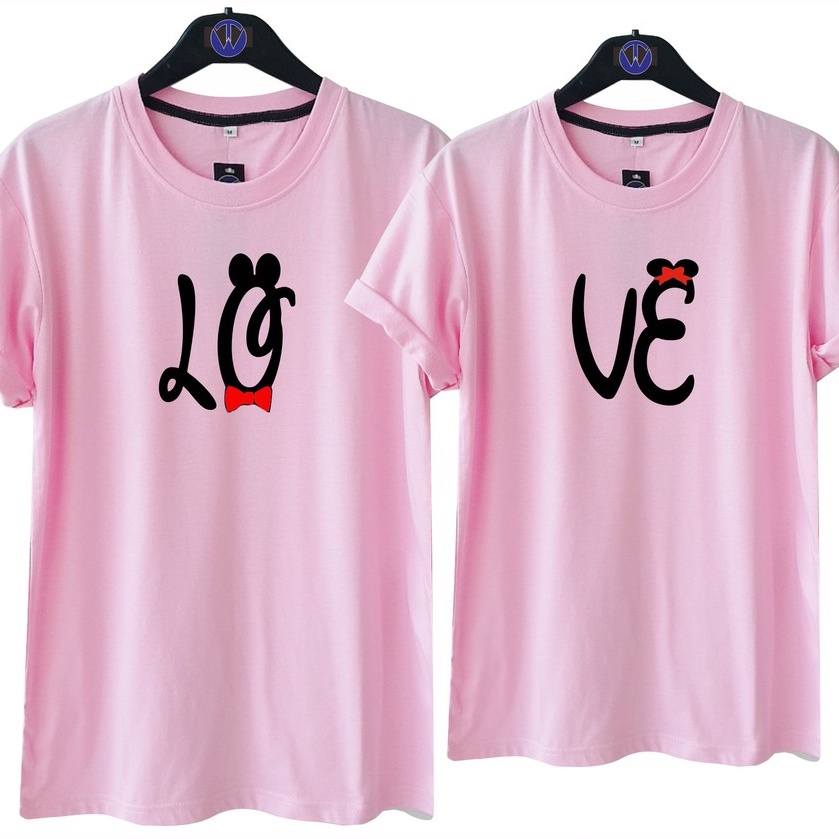 MS KAOS PASANGAN CP MICKEY LO DAN VE PINK / COUPLE TSHIRT / OBLONG VALENTINE / DISTRO