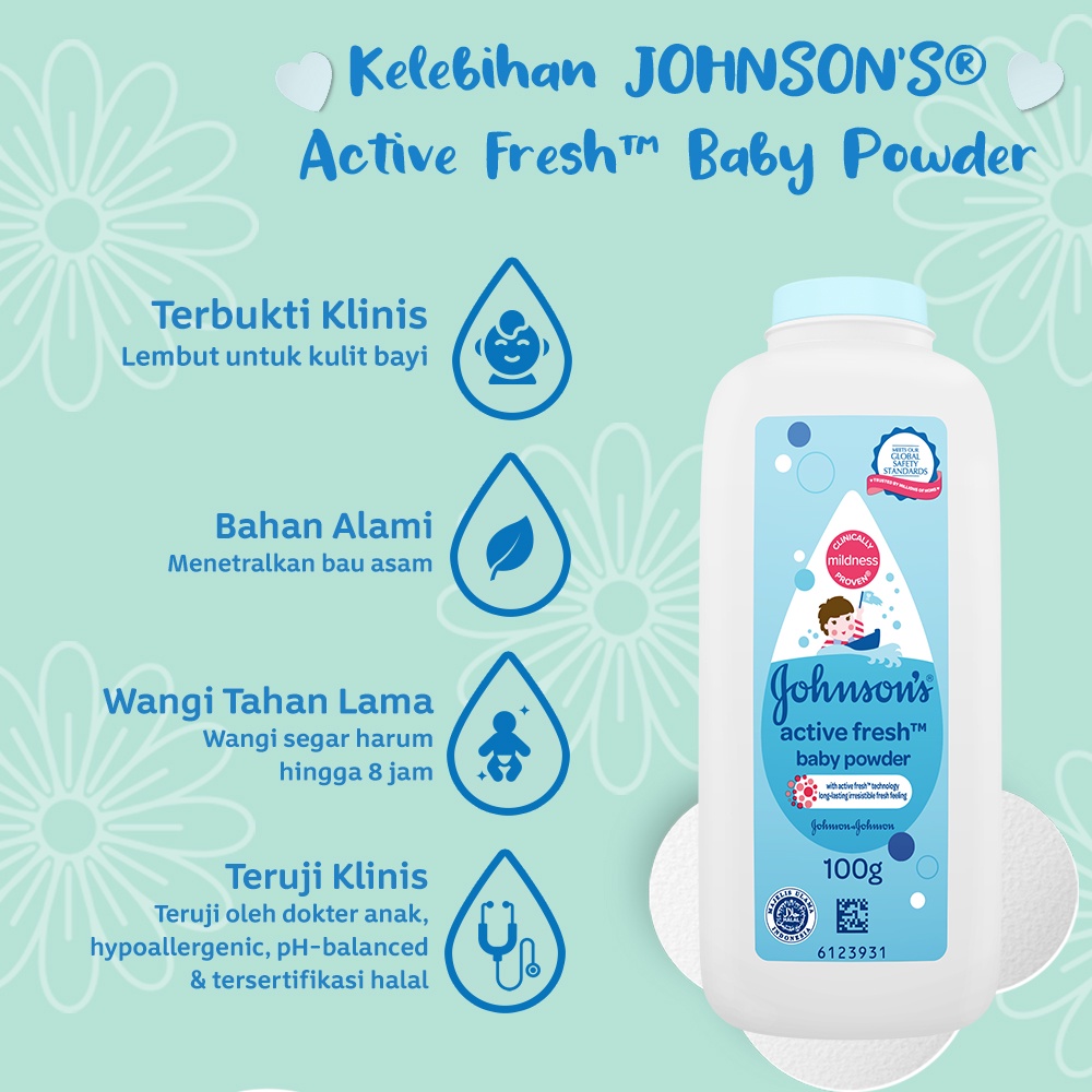 JOHNSON'S Active Fresh Baby Powder - Bedak Bayi 100gr