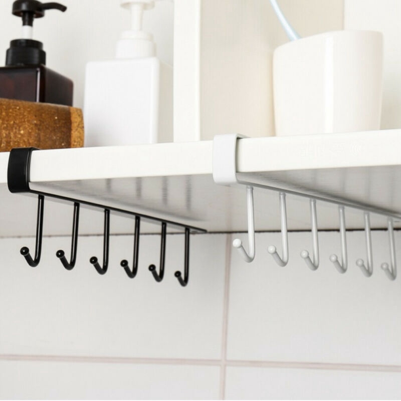 6 Hooks Kitchen Cabinet Door Hanging Rack / Nail-free Cupboard Storage Rack Hook / Bathroom Hanger Door Shelf  Organizer  Home Decor