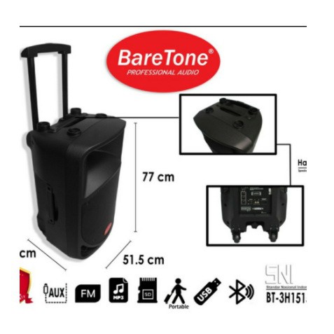 Paket Special Speaker Portable meeting Baretone 15BWR  Free stand Bluetooth bt3h1515bwr