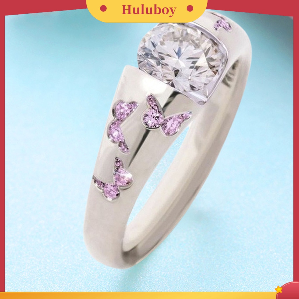 Hu Hu Hu Hu Hu Alat Bantu Pasang Kacamata♡ Butterfly Cincin Bahan Alloy Motif Kupu-Kupu Dengan Cubic Zirconia Untuk Wanita