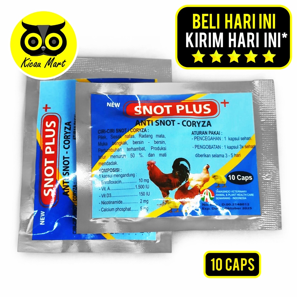 Obat Snot Plus 10 Capsul Obat Ayam Anti Snot Coryza Obat Ayam Bebek Unggas Snot Tetelo Ngorok Pilek Batuk Radang Lumpuh Berak Hijau