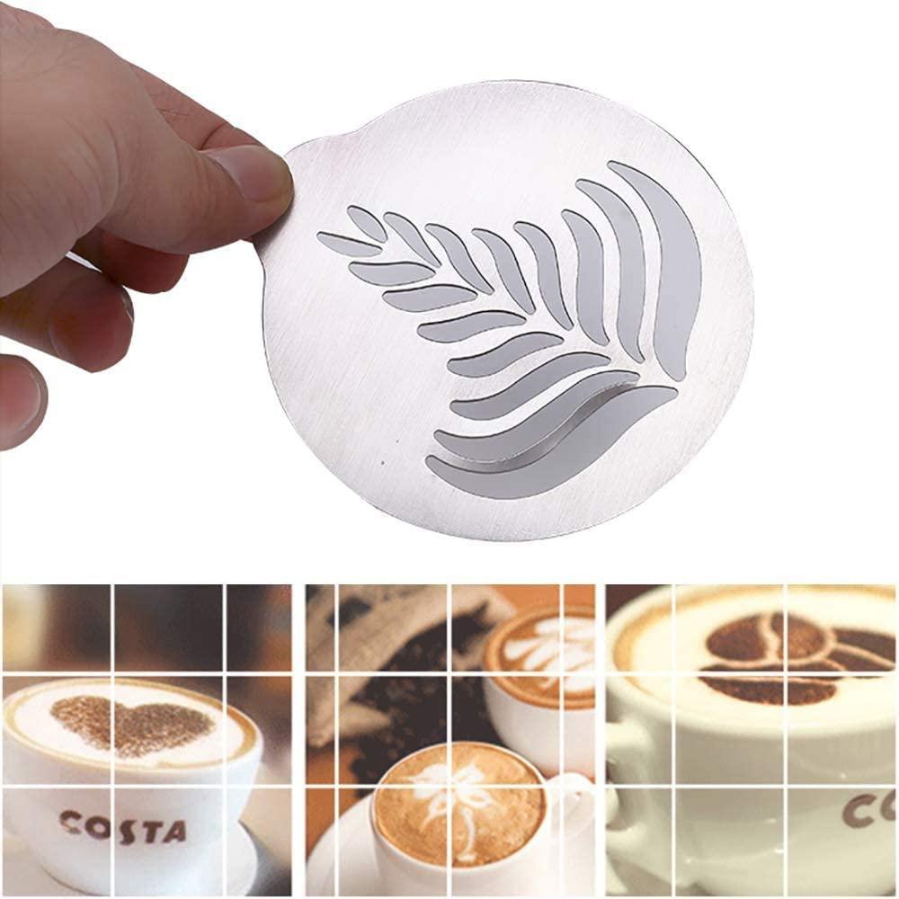 REBUY Kopi Stensil Set Gantung 5pcs Alat Cappuccino Dekorasi Seni Coffeeware