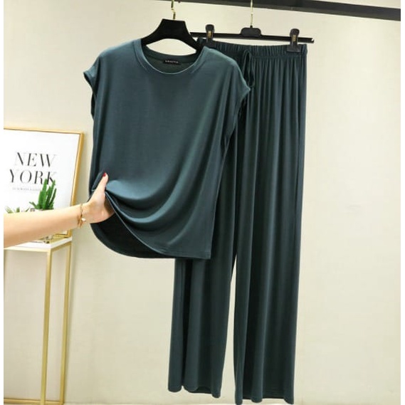 SETELAN WANITA IMPOR KATUN RAYON LENGAN PENDEK CELANA PANJANG